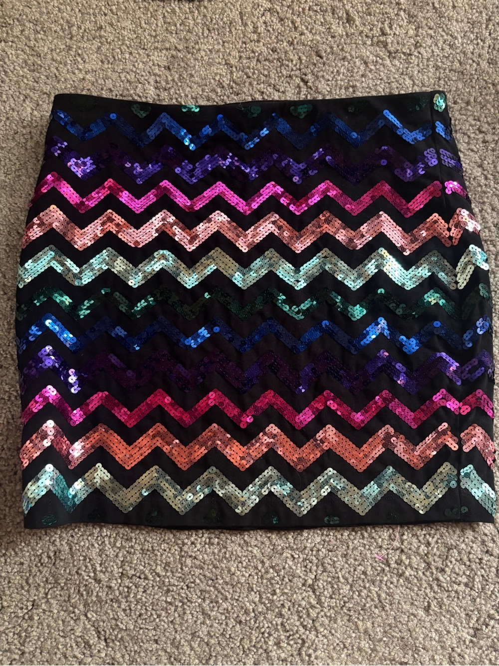 Vintage Y2K Express Sequin Chevron Mini Skirt - Multicolor